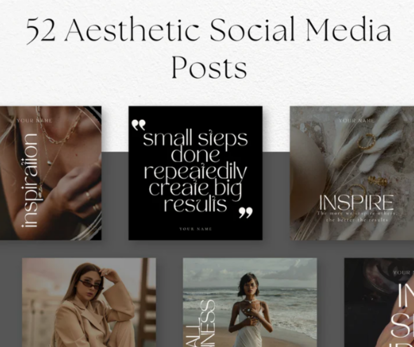52 Aesthetic Social Media Posts Bundle